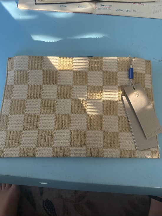Rothy's Handbags - Rothy's Checkerboard Knit Clutch - Cream & Tan